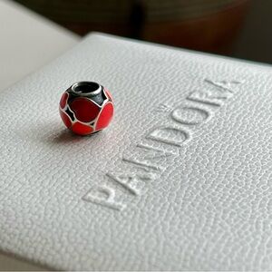 Authentic Pandora | Red Hot Love Enamel and Silver Spherical Charm | Ale 925